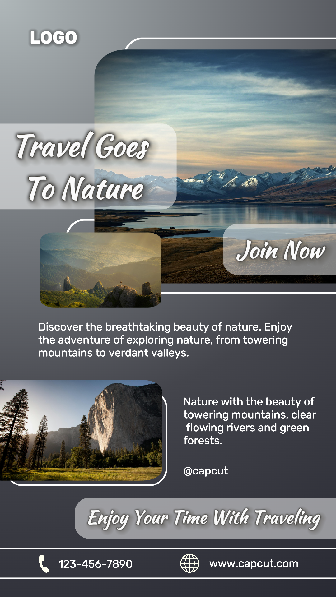 Collage minimalista - Historia de Instagram minimalista, el viaje va a la naturaleza