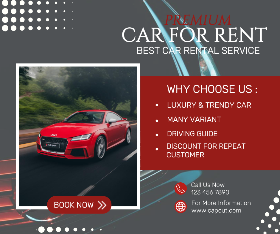 Carro Premium Para Alugar Facebook Post Vermelho Minimalista