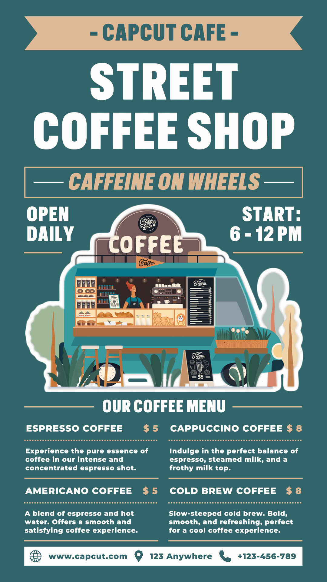 Street Coffee Shop Menu Poster Promosi TikTok Post