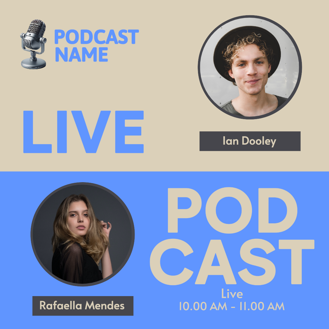 Annonce de podcast post instagram begie blue