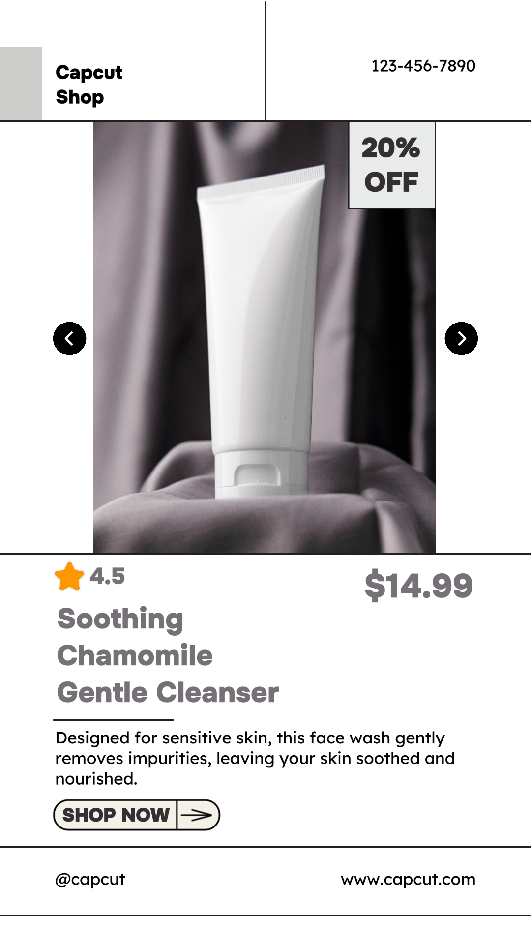 Beauty Face Wash Promoção de imagens de produtos Instagram Story