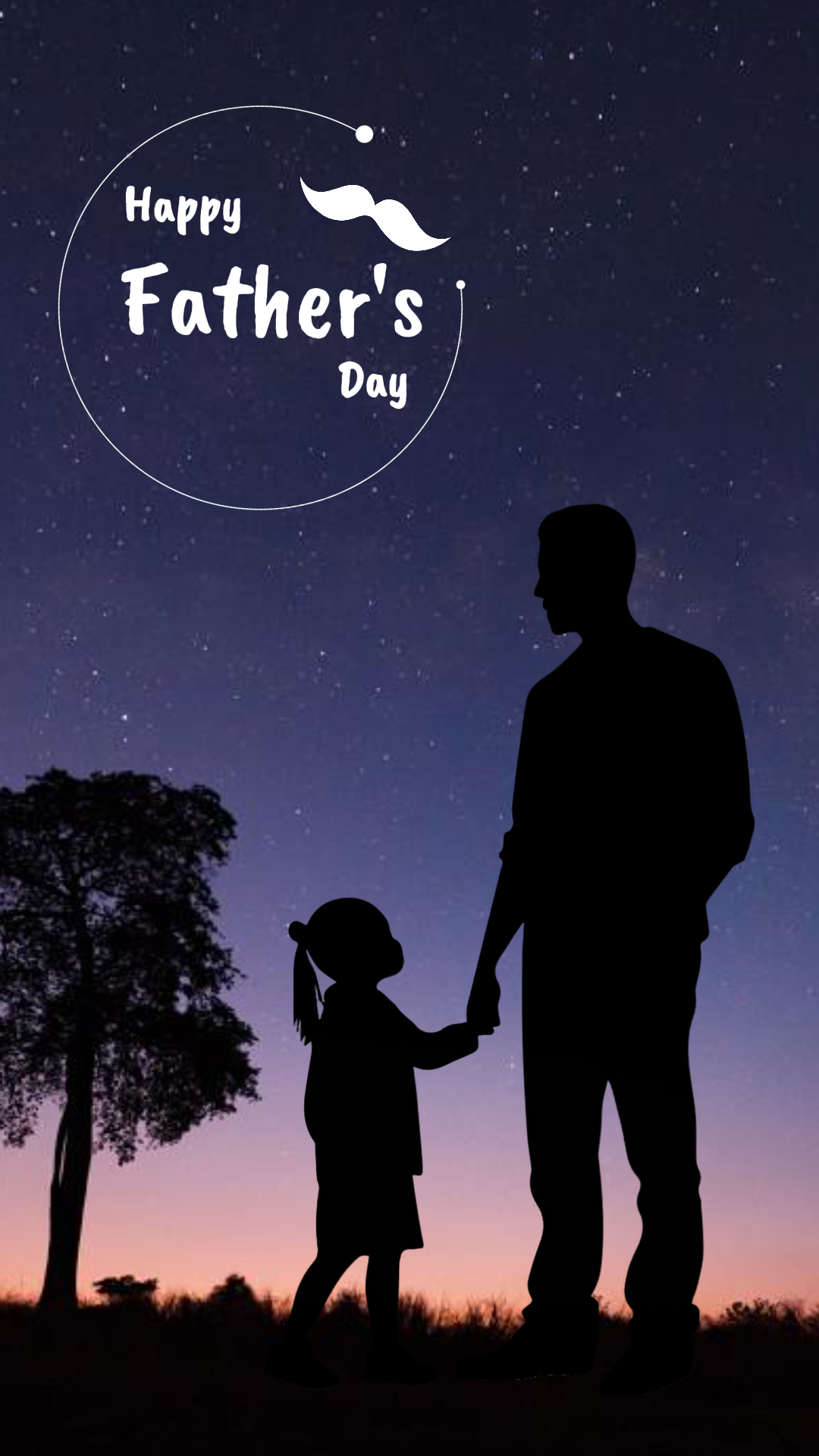 Póster creativo del Día del Padre, silueta de TikTok, padre e hija