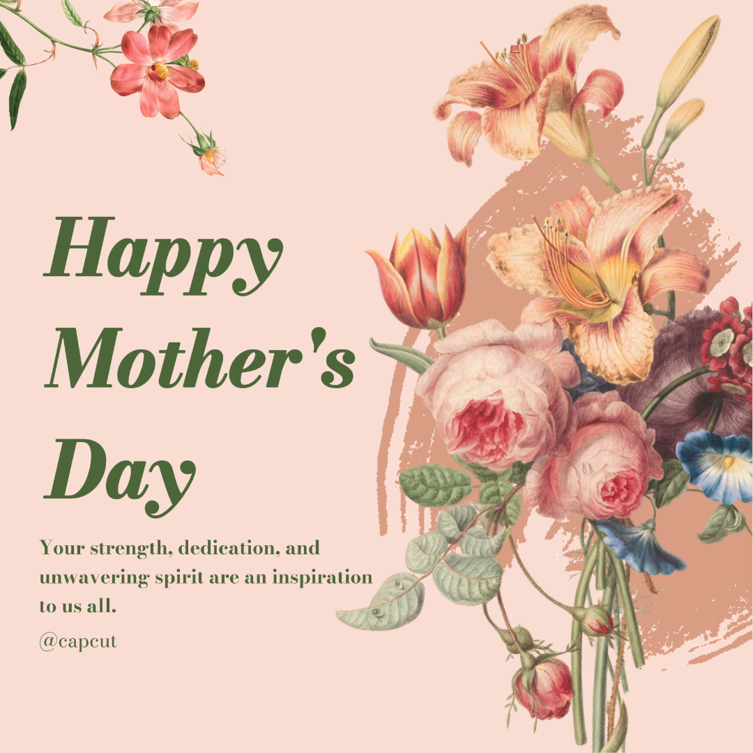 Poster Kreatif Hari Ibu Ucapan Harian Posting Instagram Bunga Merah Muda