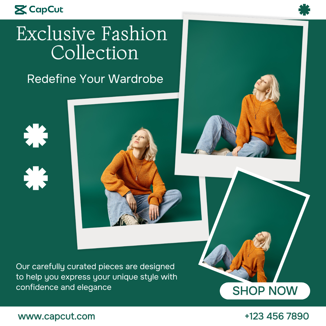 minimalist collage marketing poster instagram post fashion collection white green