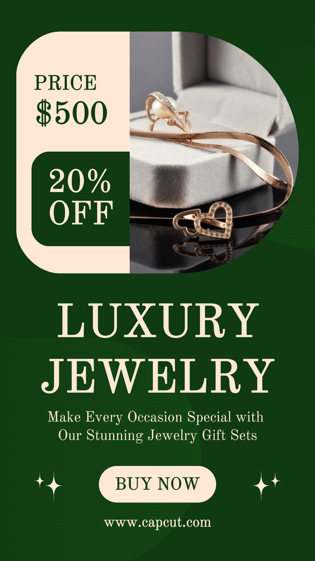 Affiche marketing de bijoux et accessoires Instagram Story Vert foncé