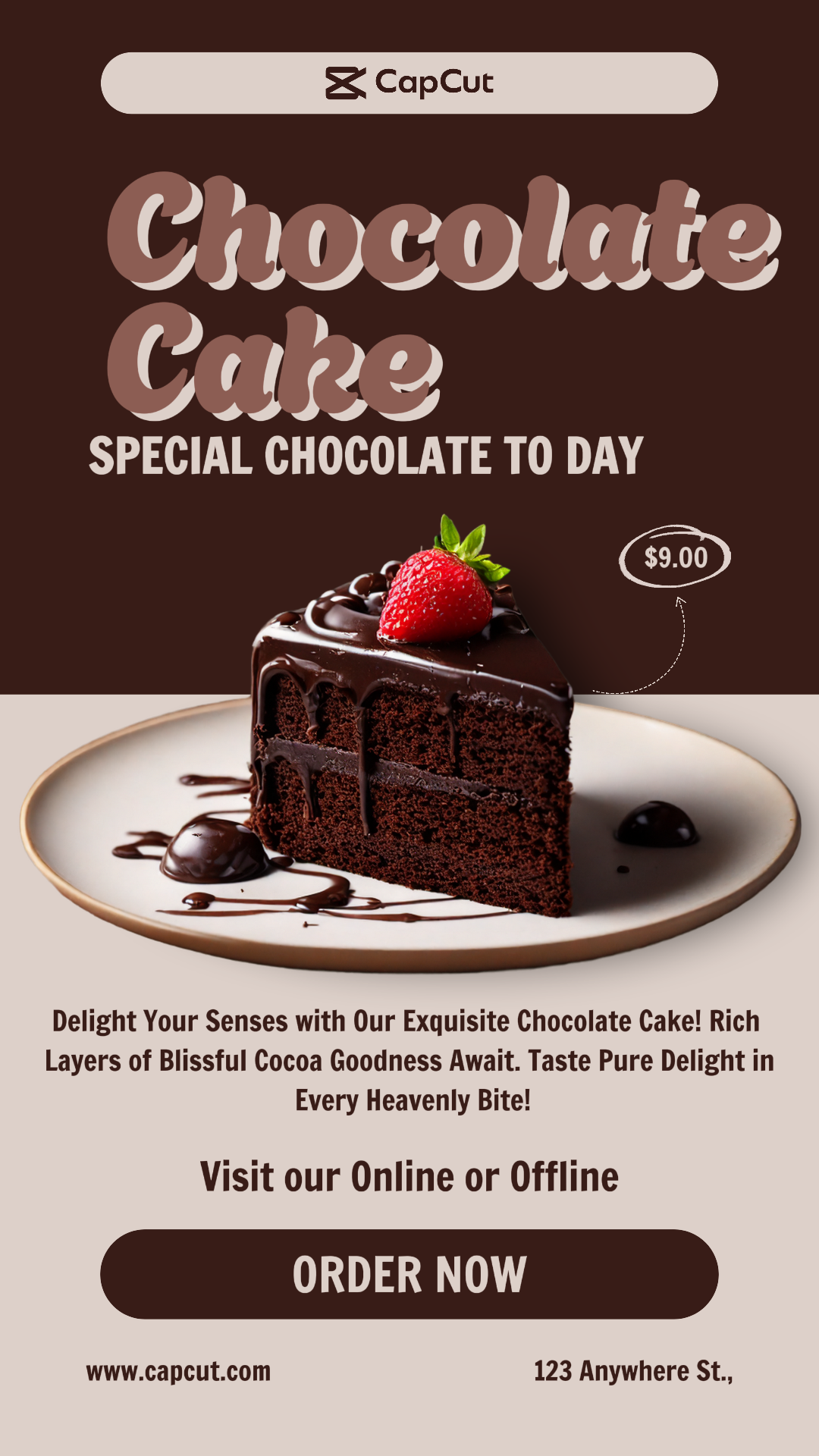 Affichage des produits de gâteau au chocolat Histoire Instagram