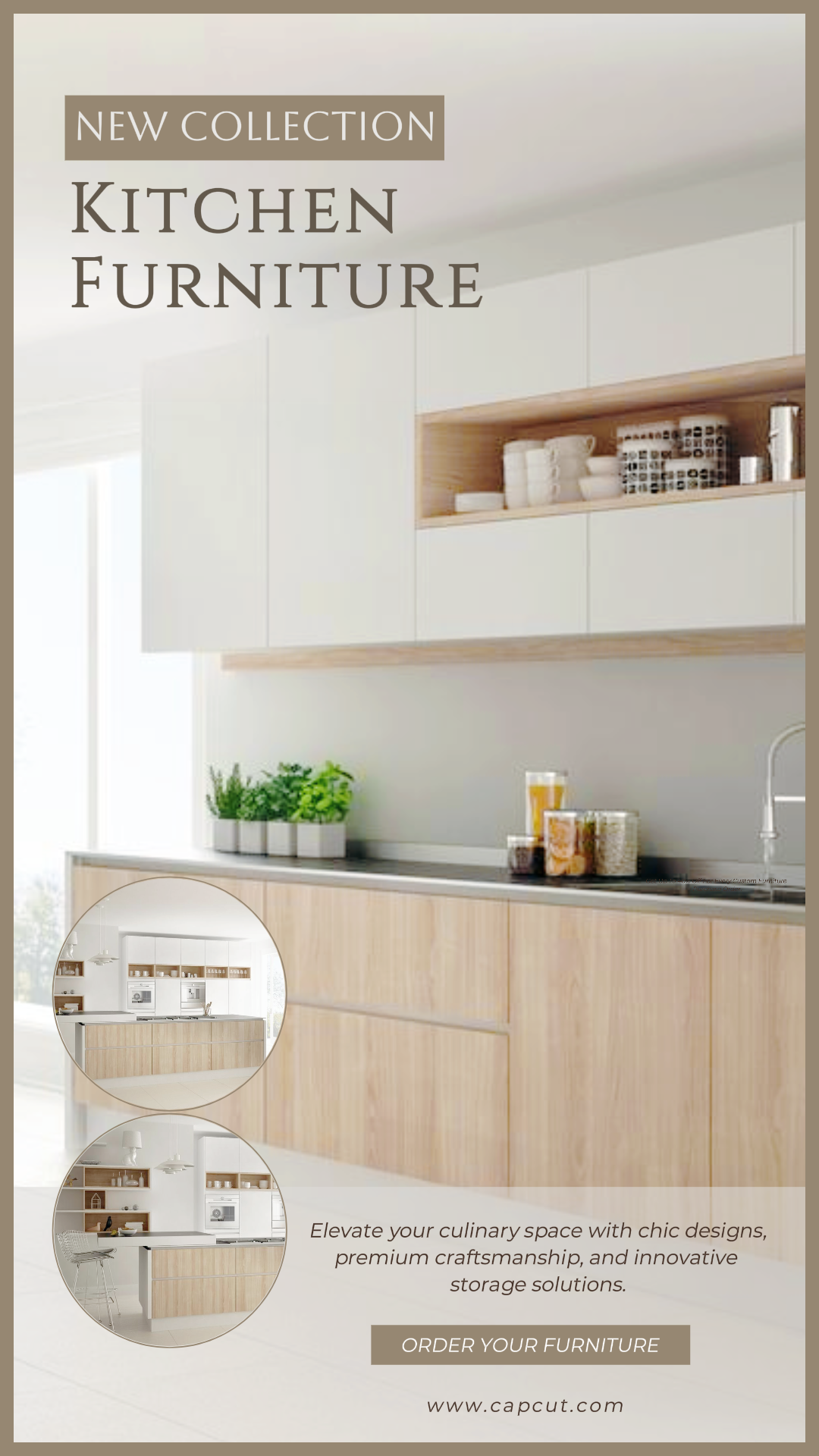 Möbel und Haushalt Marketing Poster Instagram Story Beige Braun Minimalistisch Modern 