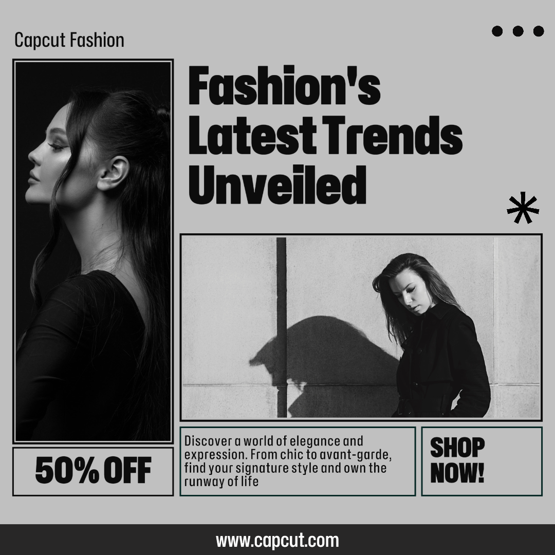 Roupas e Calçados Exibição de Produtos Instagram Post Preto e Branco