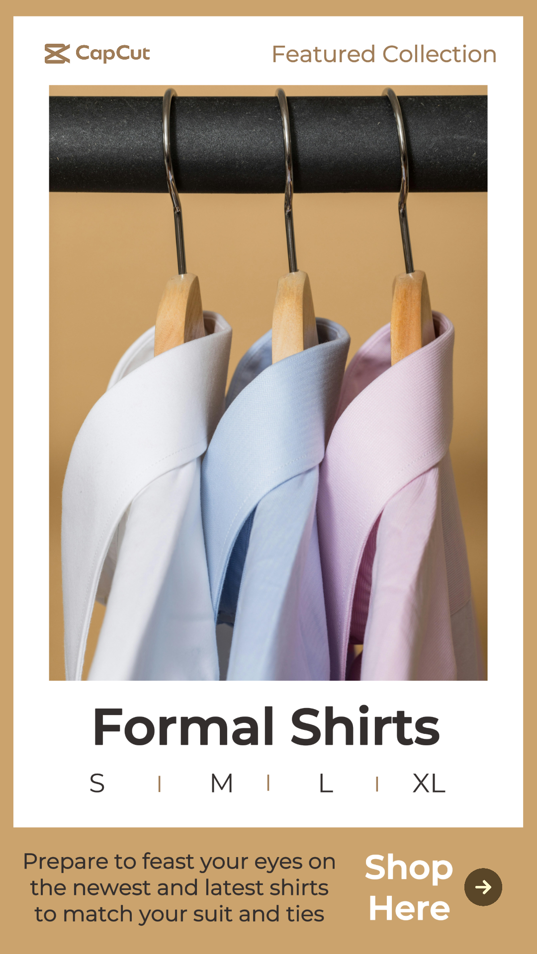 Ropa y zapatos - Cartel de marketing - Historia de Instagram de camisas formales - Moca y blanco