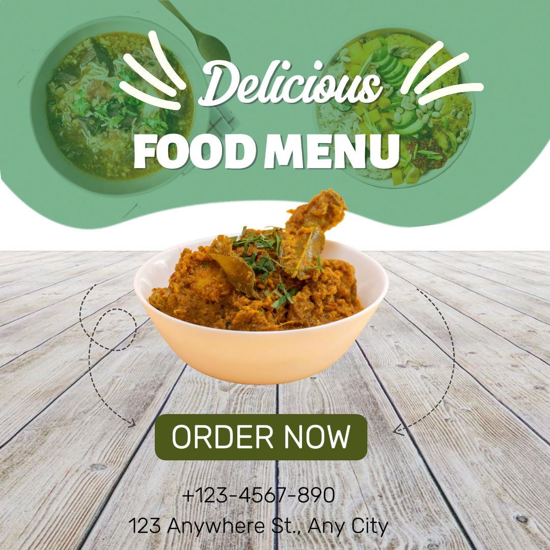 Menu Alimentação Verde Minimalista