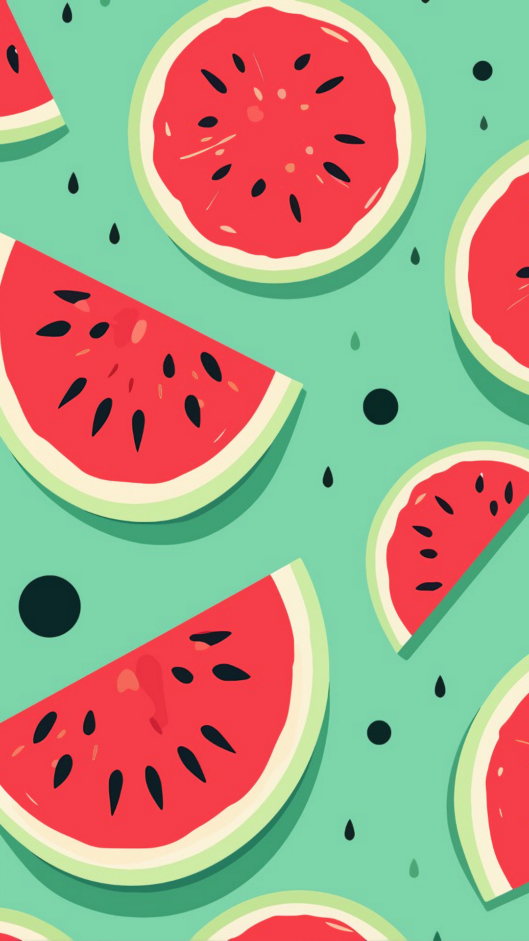 Wallpaper Fruits Watermelon Red White Green Illustration Cartoon