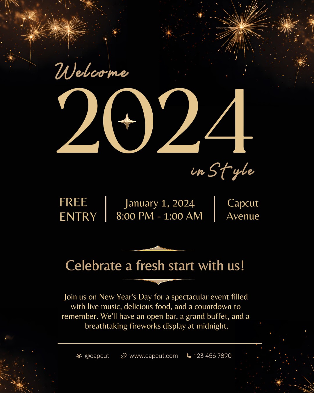 Evento de Año Nuevo Retrato de Instagram