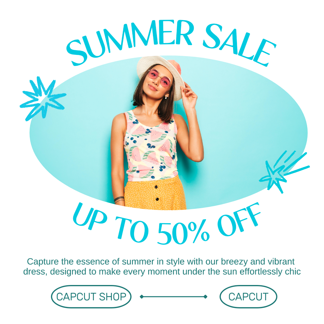 Rebajas De Verano - Instagram Post - Vestido De Verano Azul Verde