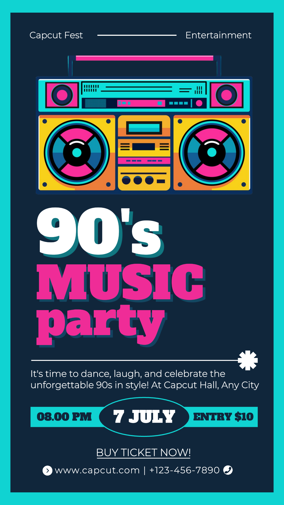 Entertainment 90 's Music Party Instagram Story Style rétro Tosca Pink