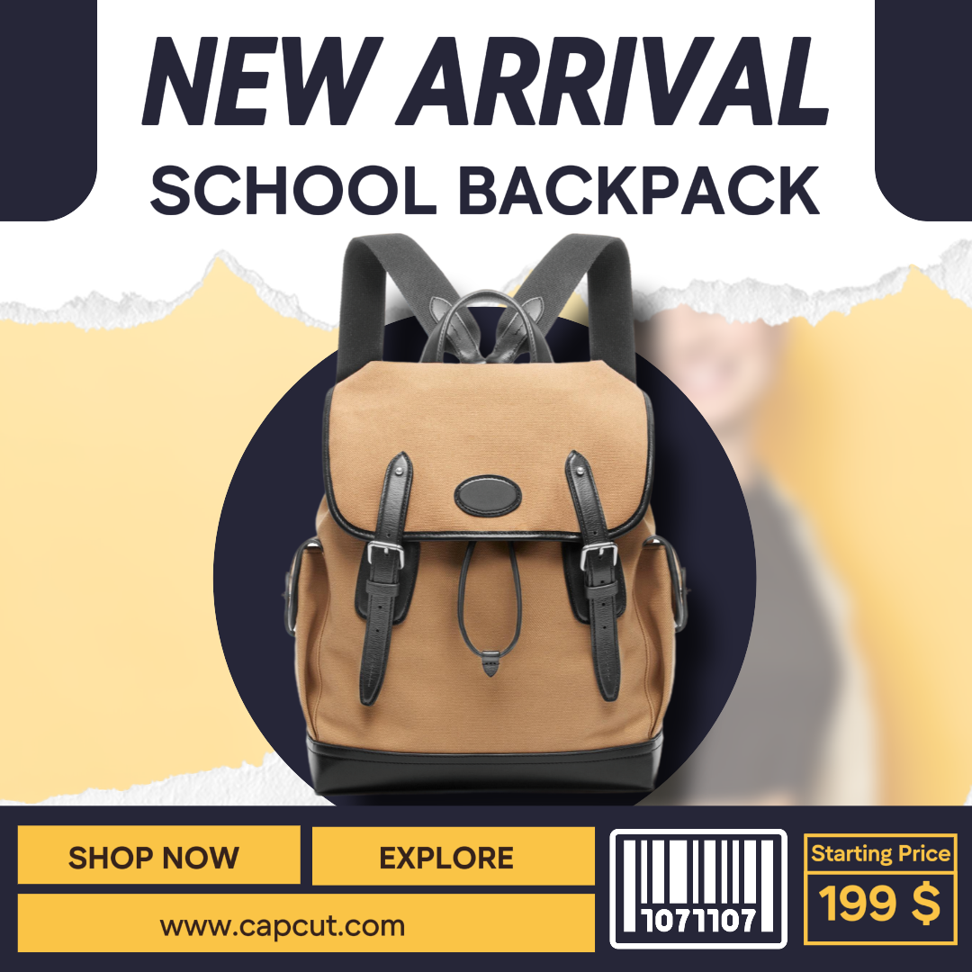 Diseño de plantilla de mochila escolar minimalista para publicaciones de Instagram