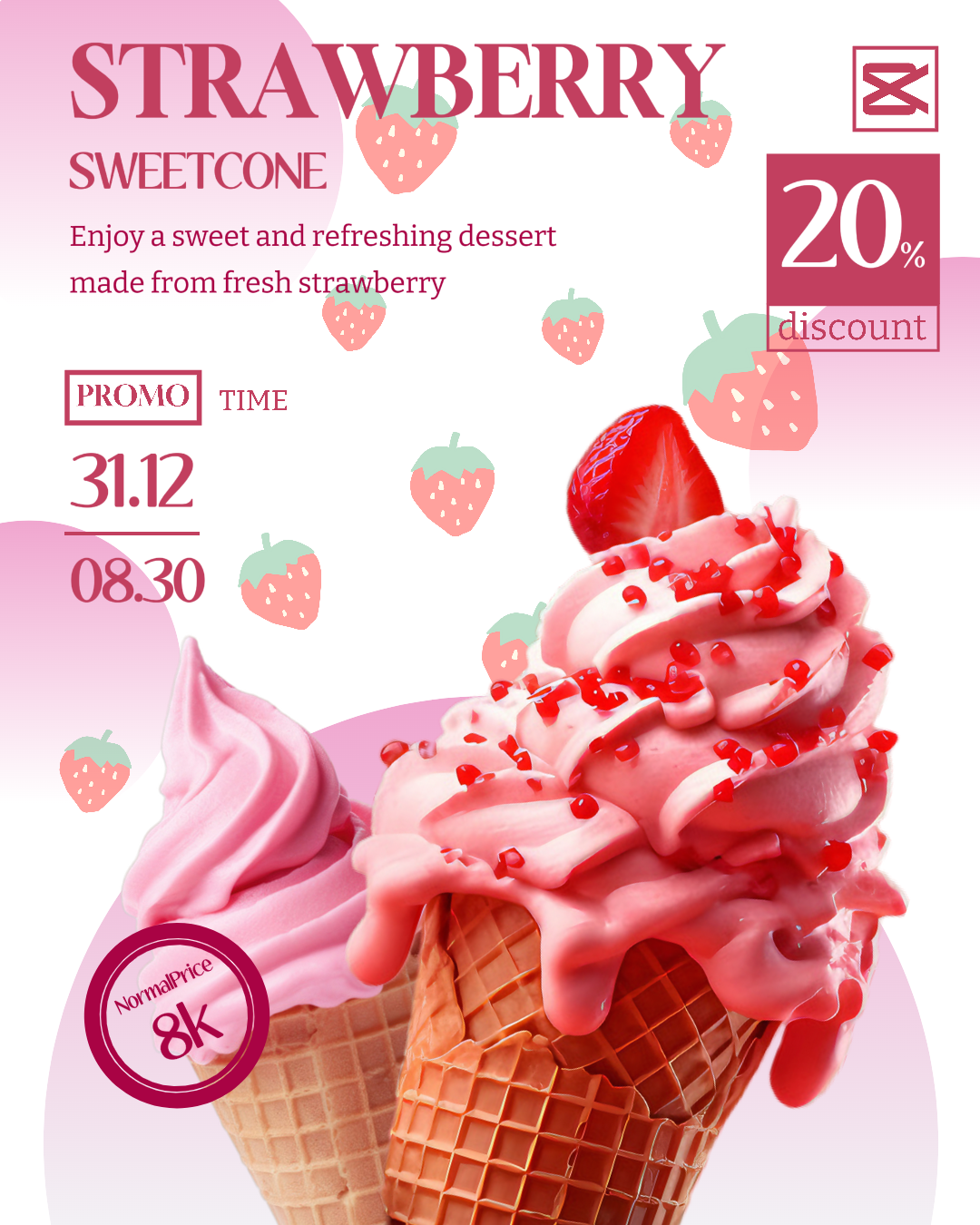 Snack Venta De Helado De Fresa