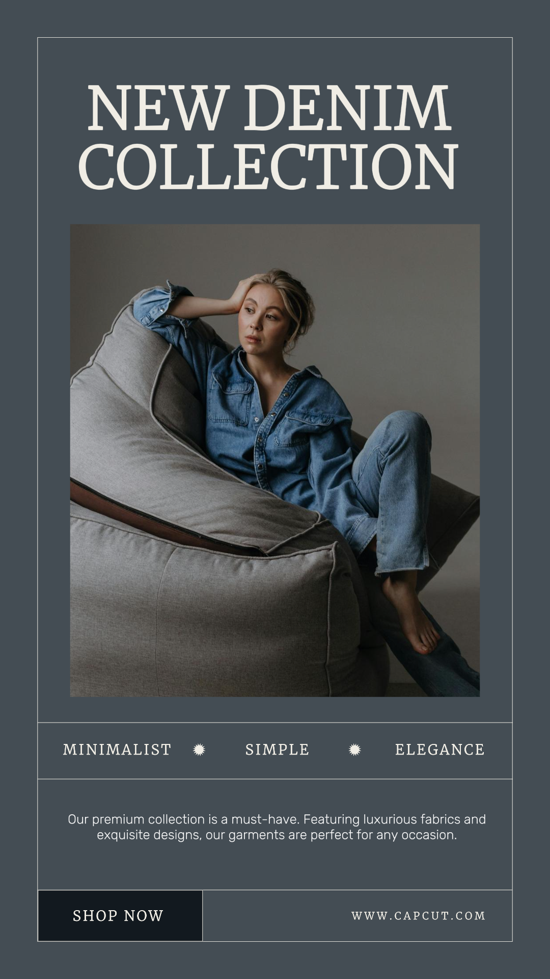 Kleidung und Schuhe Marketing Poster Instagram Story dunkelblau