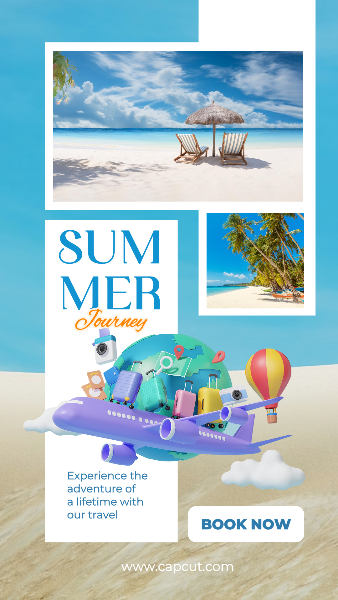 Travelling Minimalist Collage Marketing Poster Blue Instagram Story