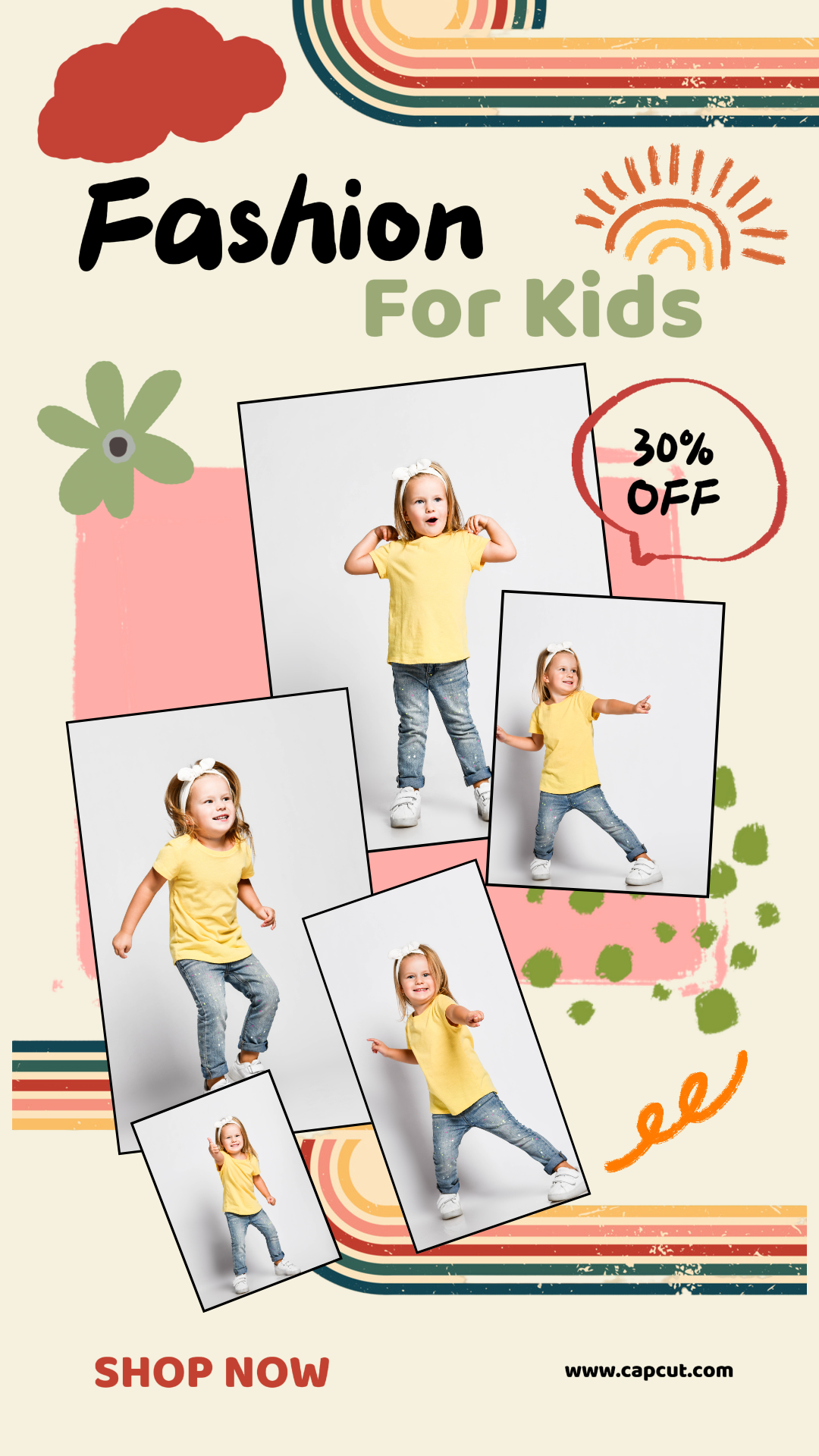 Exhibición linda del producto de moda para niños