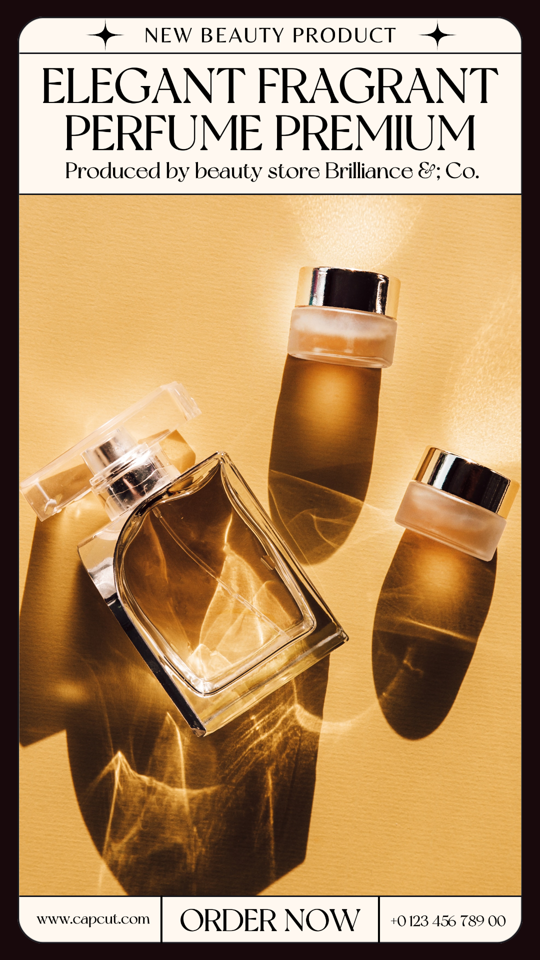 Elegant Fragrant Perfume Premium Product Display Instagram Story Cream Black Minimalist