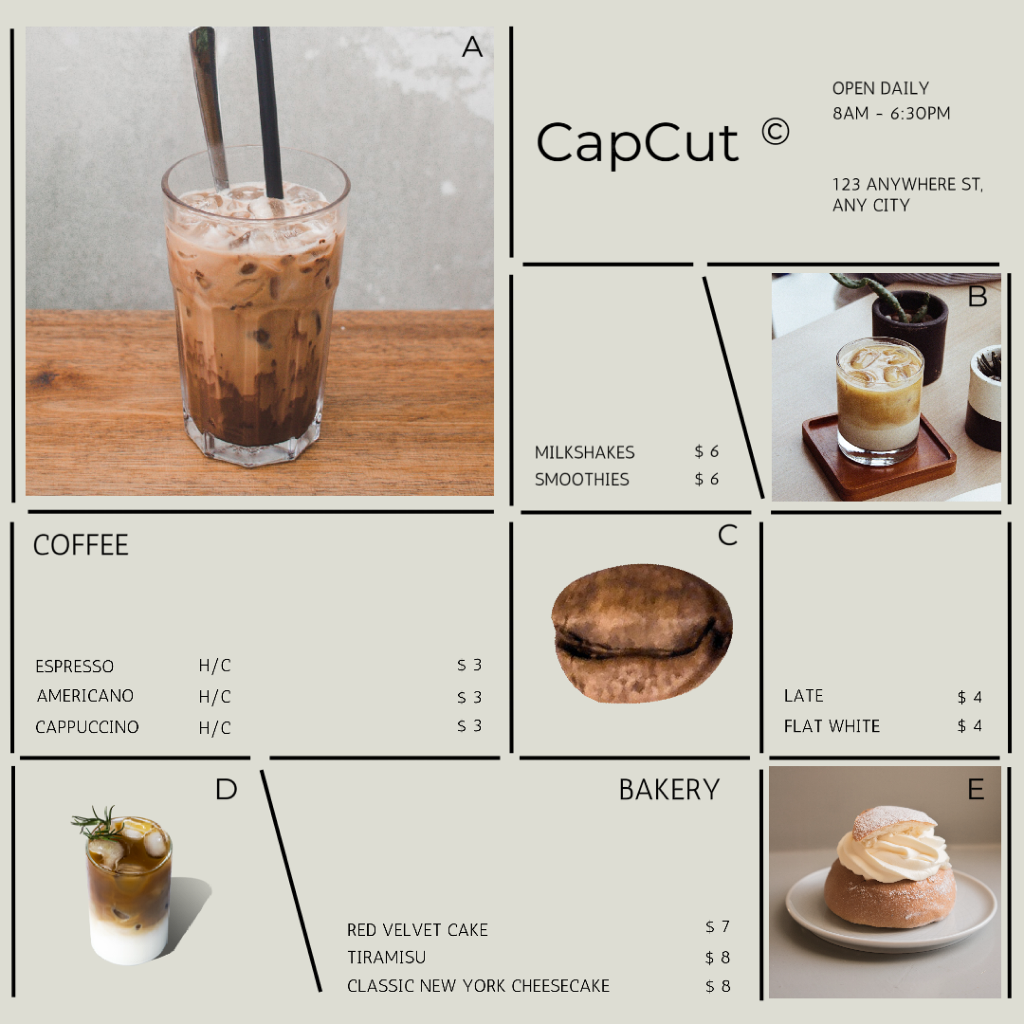 Coffee Drink Food Menu Introduction