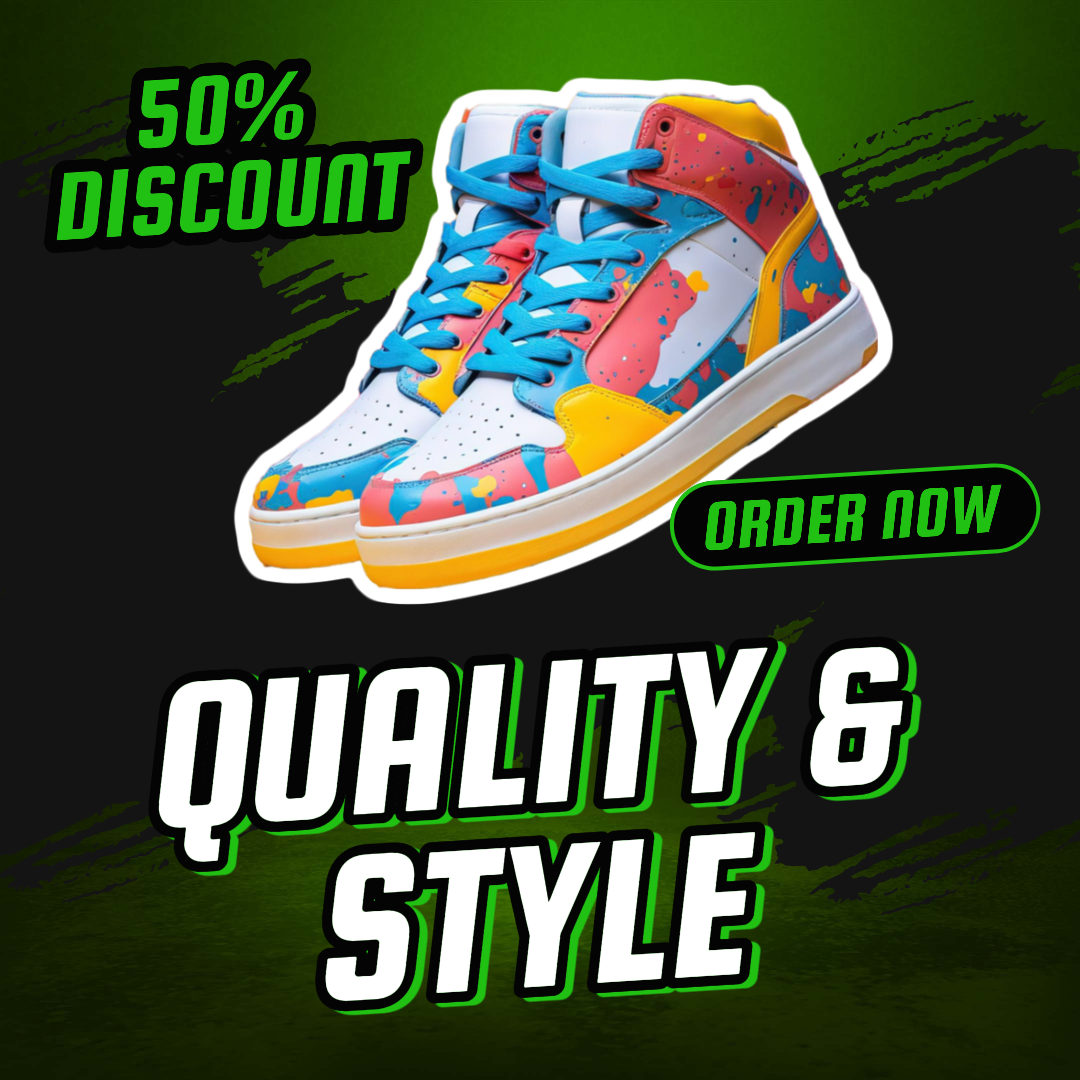 Exhibición de productos - Zapatos con tema de neón en venta - Calidad y estilo