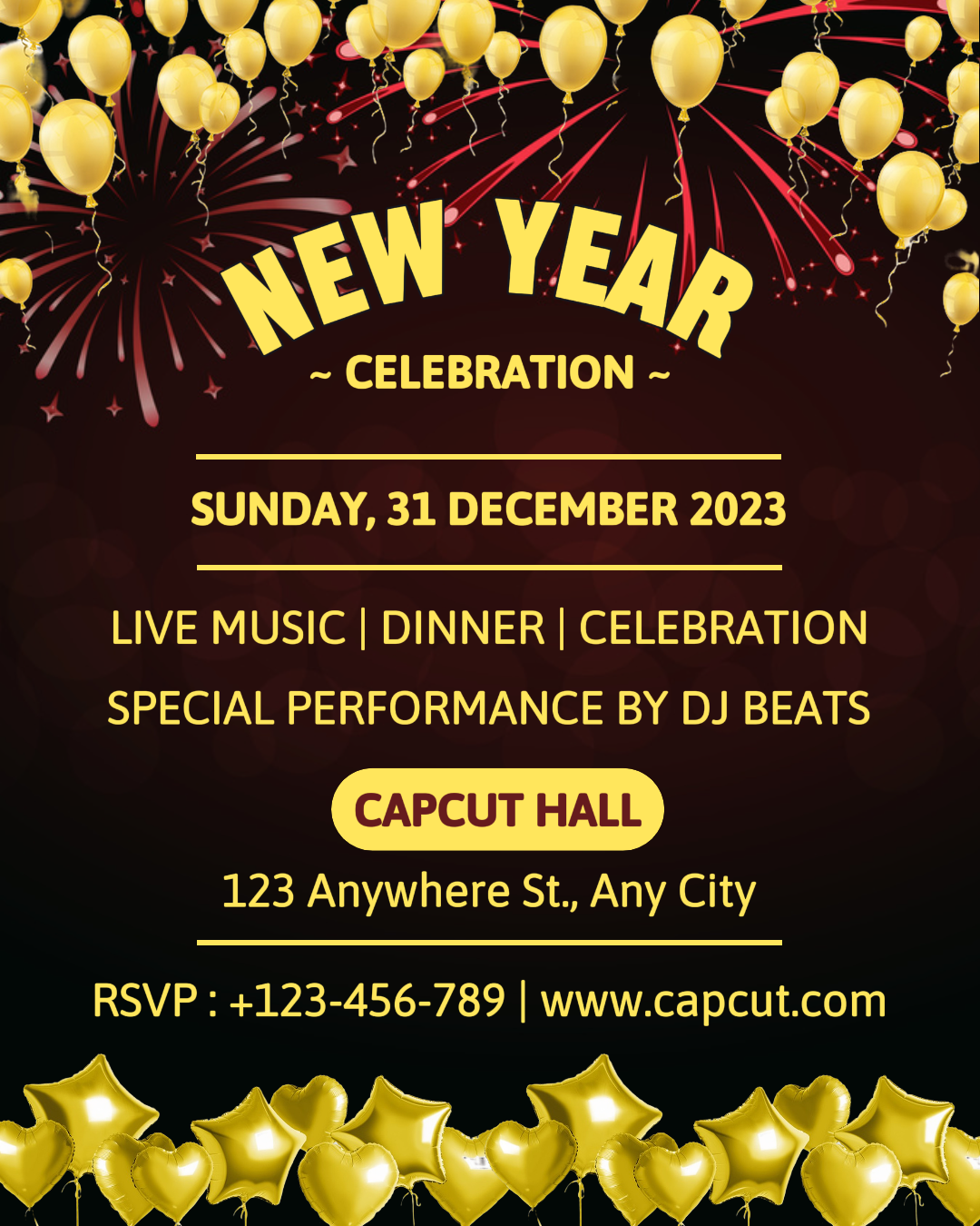 New year celebration black gold instagram potrait