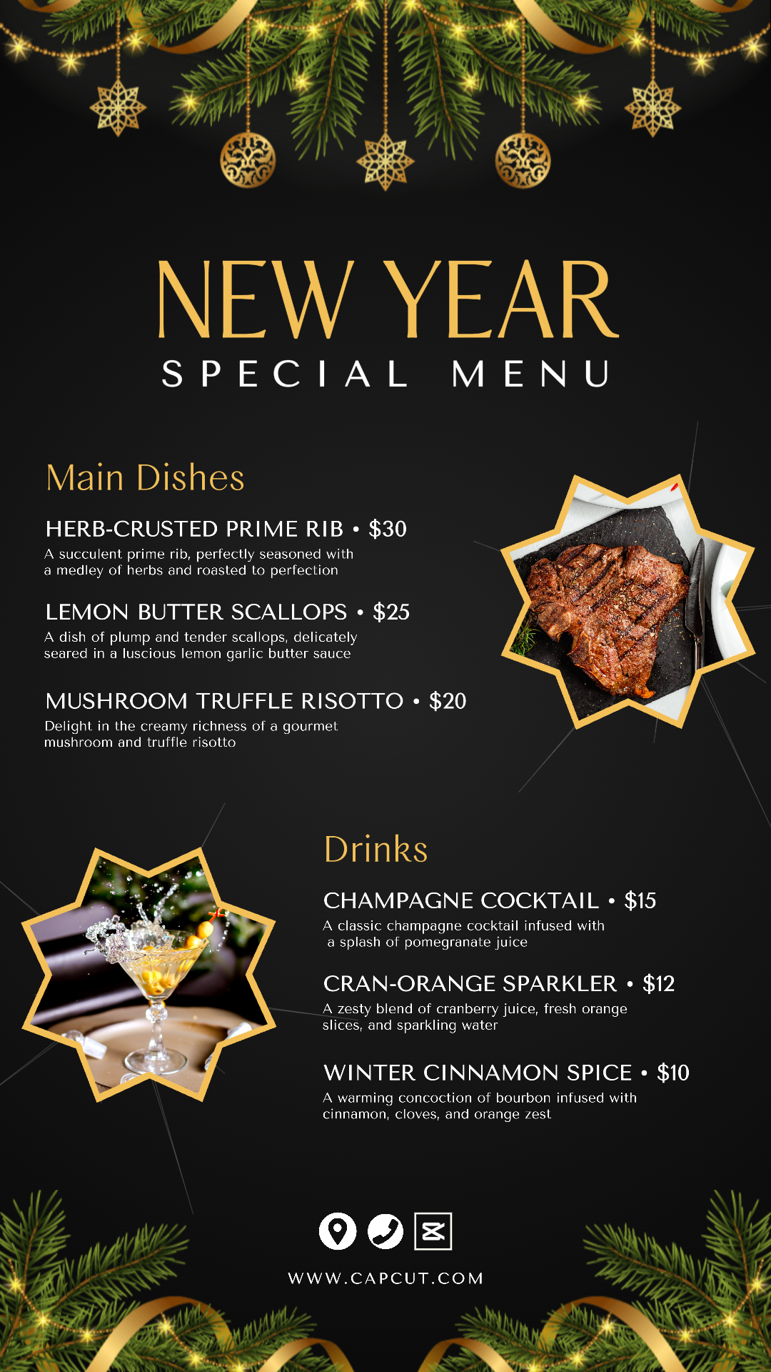 Menu spécial Nouvel An