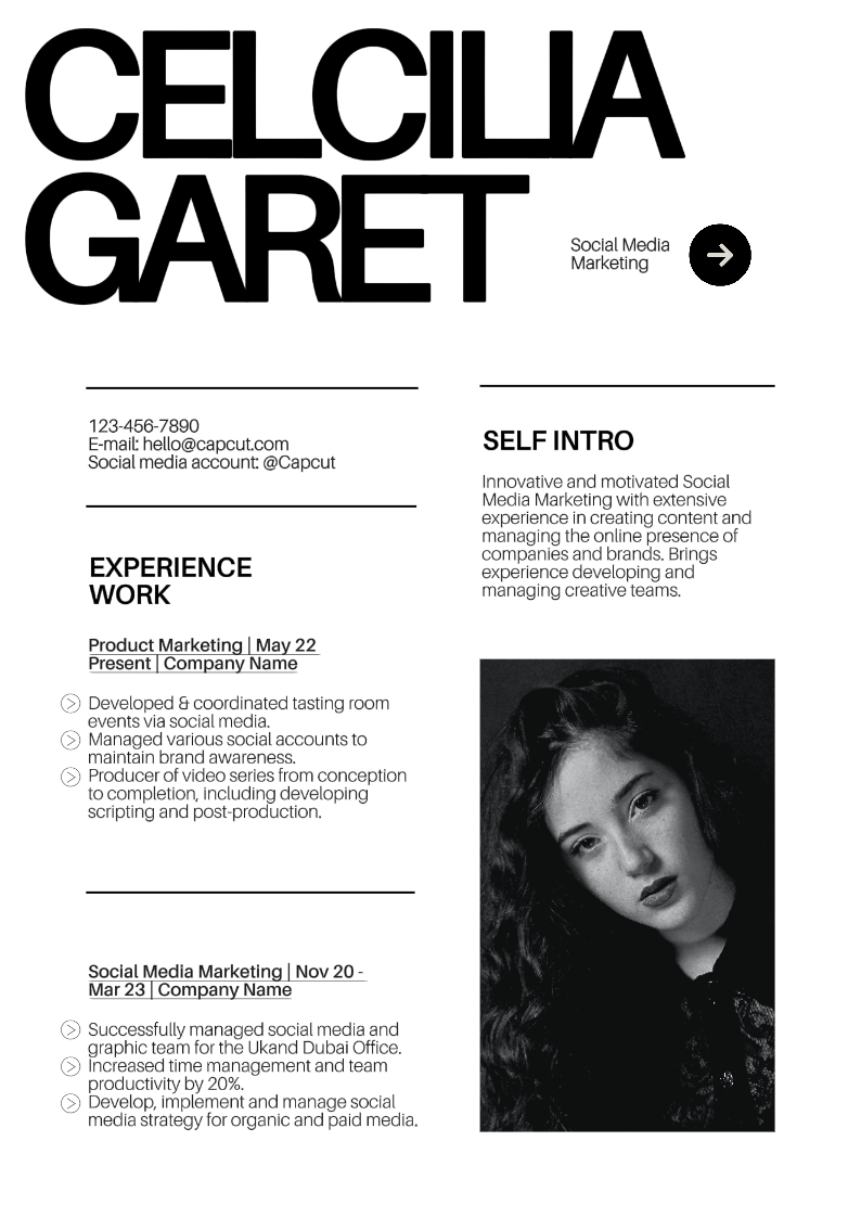 CV non marketing blanc minimaliste