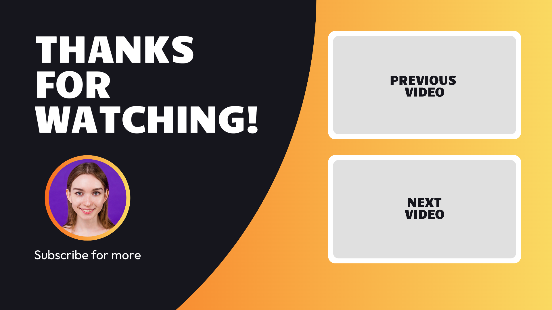 Tela final do Youtube sem marketing Preto Laranja