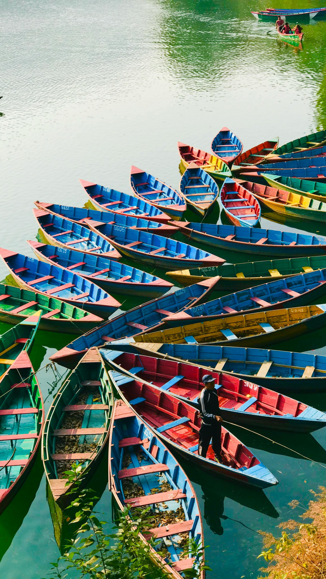 Tapete Kreatives Poster Boot Blau Grün