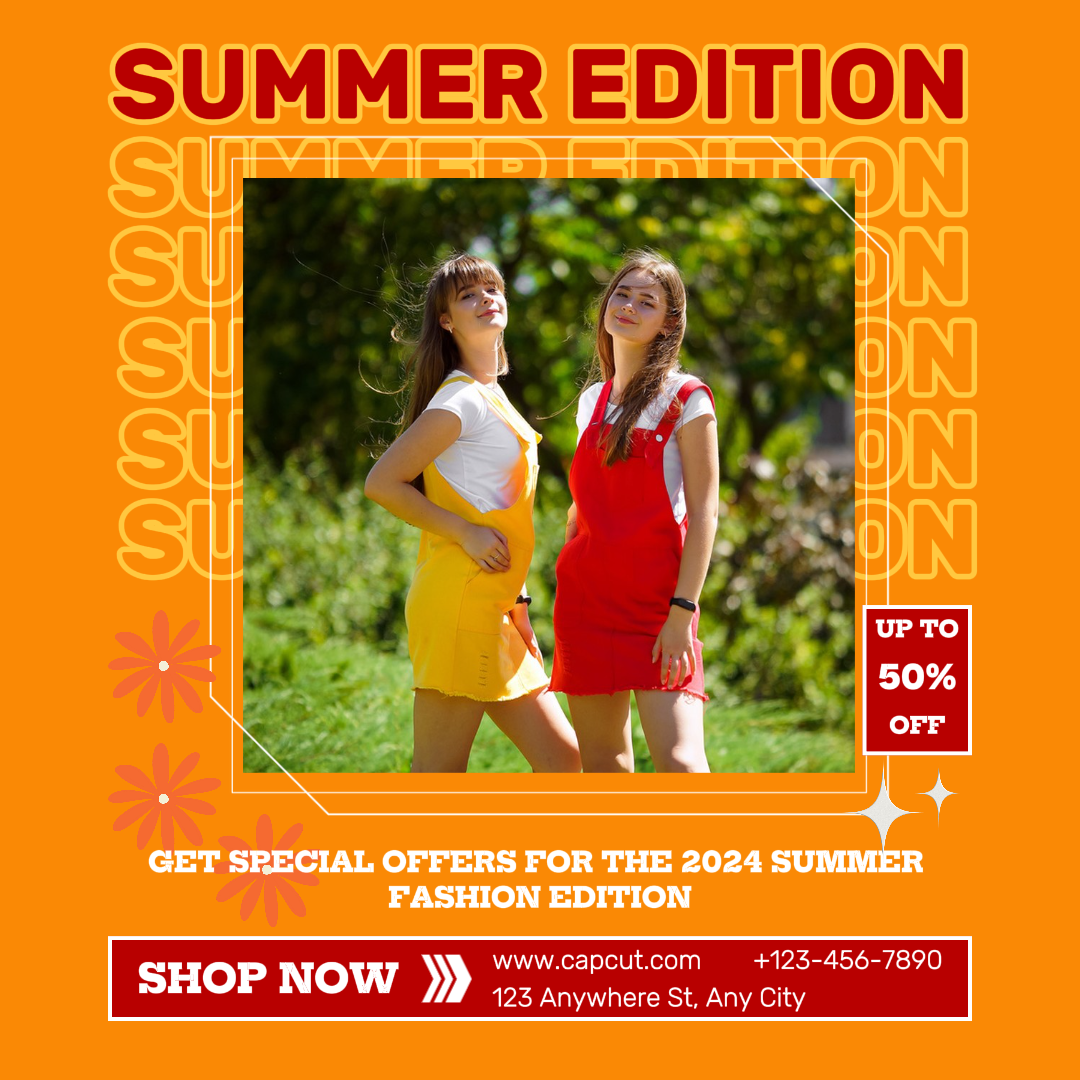 CARTEL DE MARKETING DE ROPA Y ZAPATOS EDICIÓN DE VERANO PROMOCIÓN INSTAGRAM POST