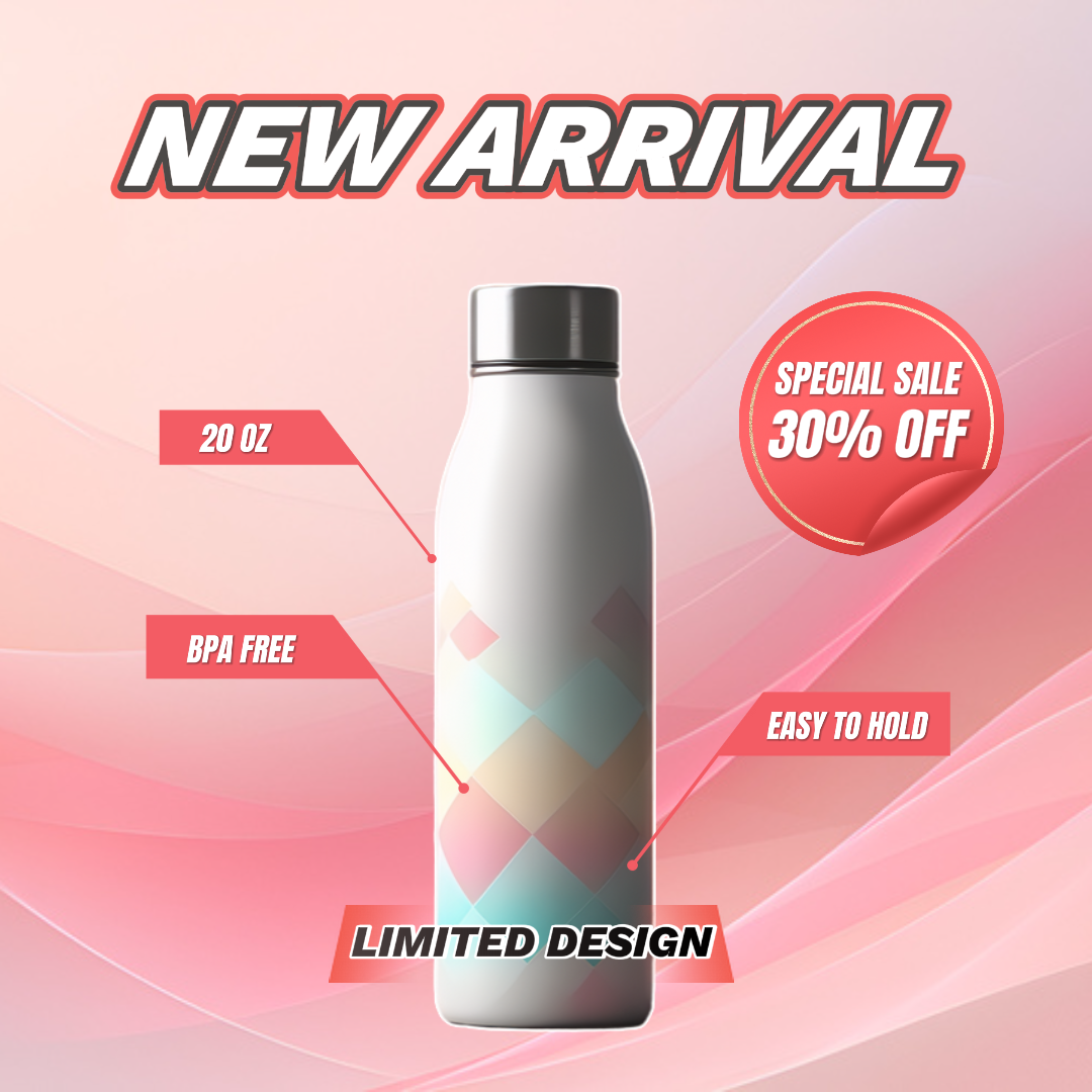 Produk C-Commerce Memanggil Botol Air Gaya Merah Muda