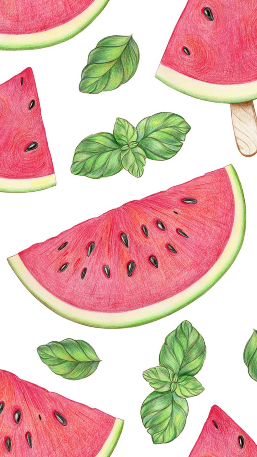 Wallpaper Fresh Watermellon Pattern Red