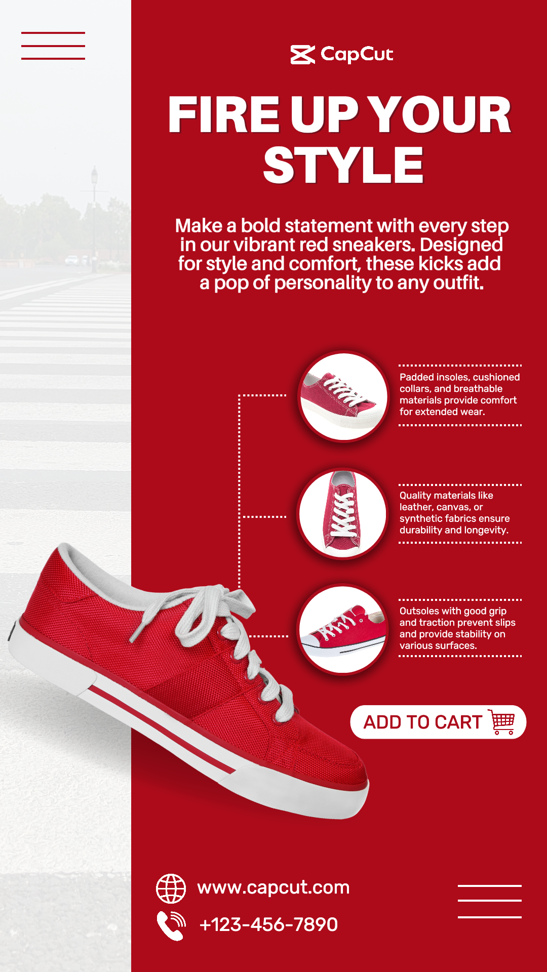 Fashion Red Sneakers Product Display Instagram Red