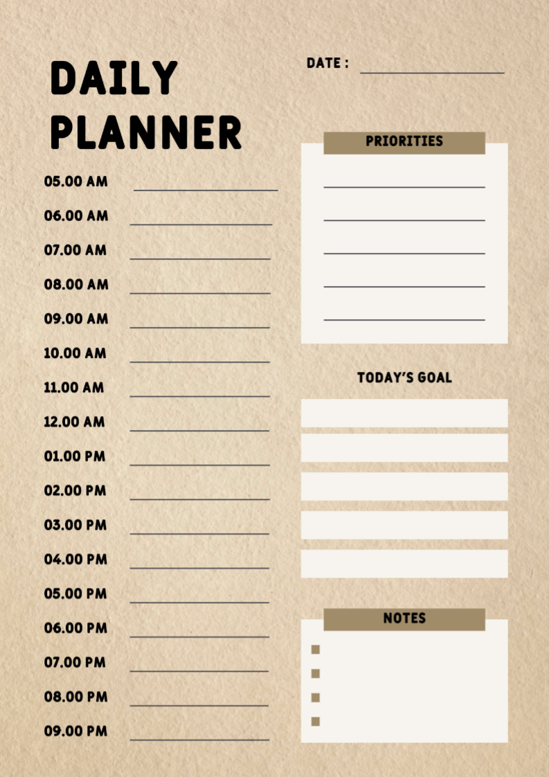 Nicht-Marketing Planer & Zeitplan Beige Einfach