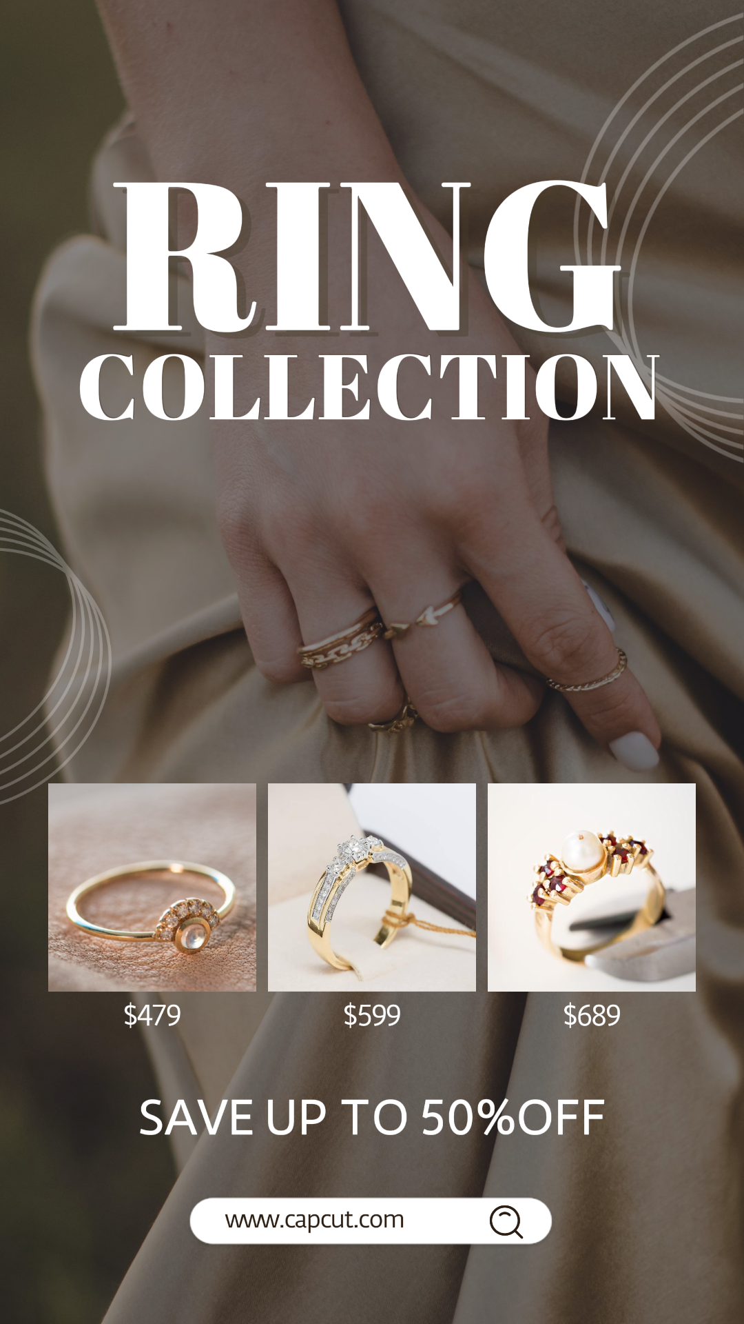 Historia de Instagram del producto de exhibición de carteles de marketing de joyas