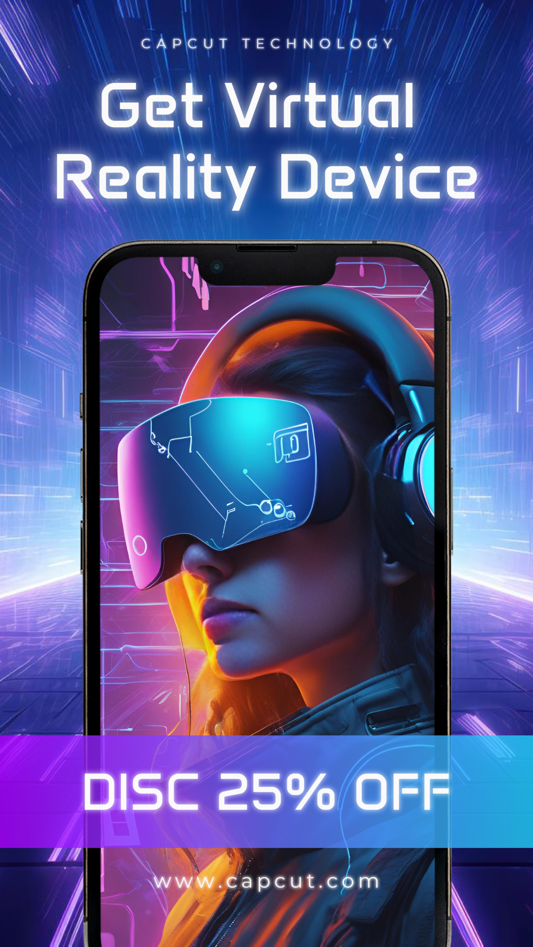 Dispositivo de Realidade Virtual Instagram História Azul Moderno