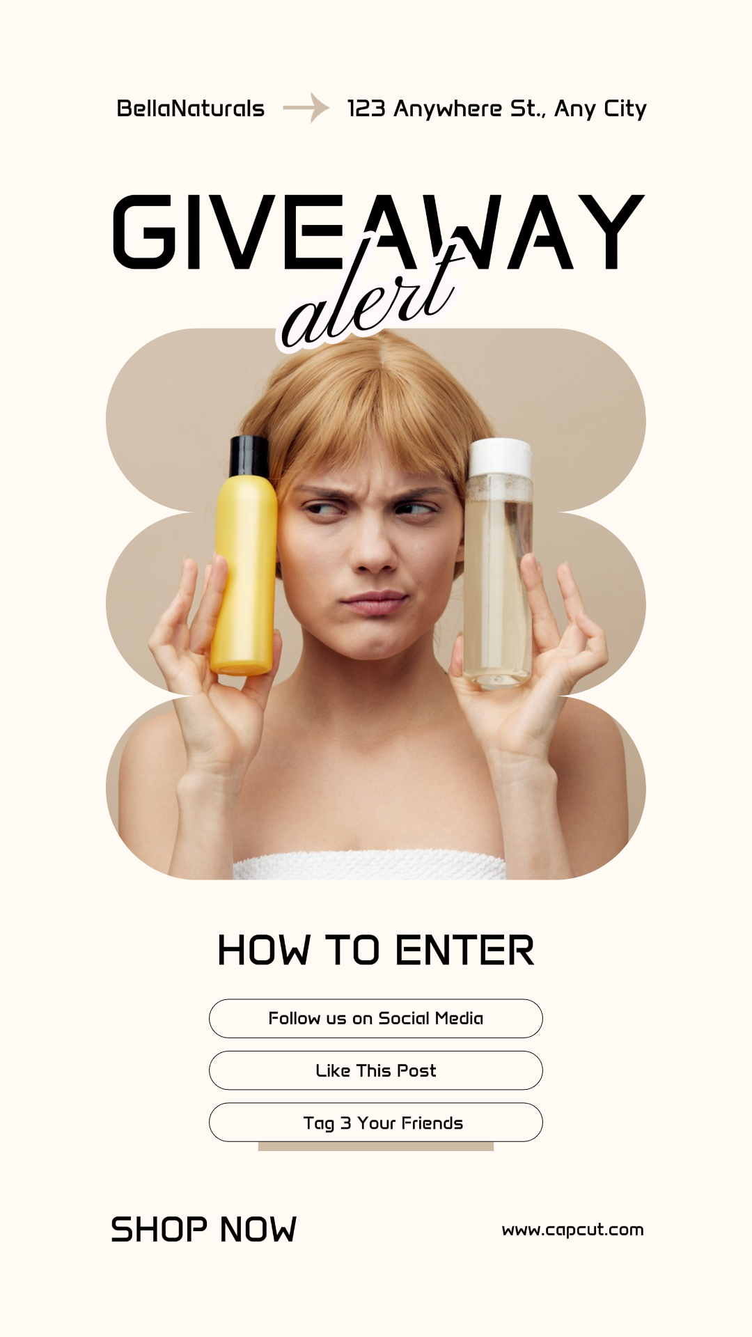 Beauty Care Marketing Poster Skincare Give Away Instagram Story Minimalist Style 