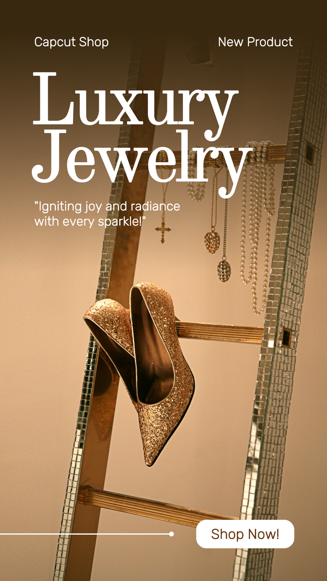 Jewelry - Marketing Poster New Collections Instagram Story Beige and White