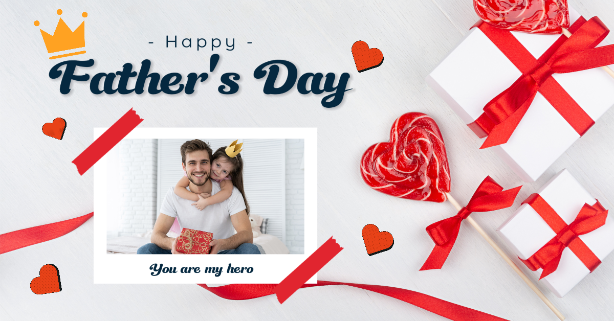 Póster Creativo del Día del Padre Anuncios de Facebook Blanco Rojo