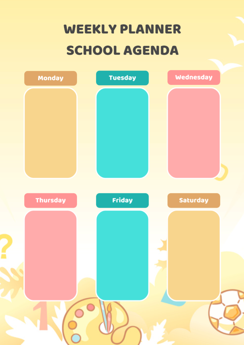 Nicht-Marketing-Bildung-Wochenplan Niedlich