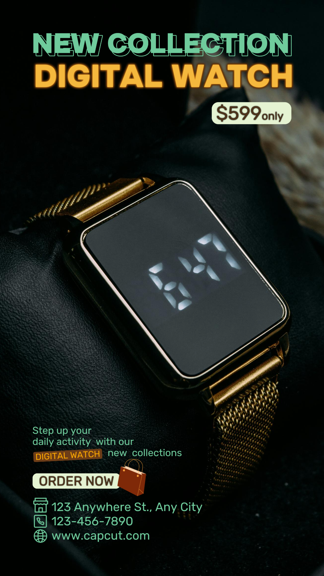 JEWELRY AND ACCESSORIES - marketing poster - new collection digital watch - instagram story post