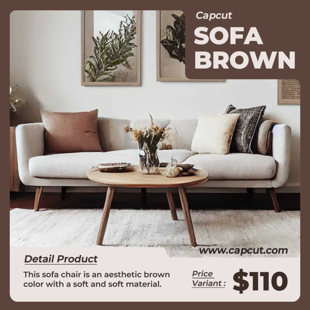 Brown Minimalist Furniture Sofa Product Display Instagram Post