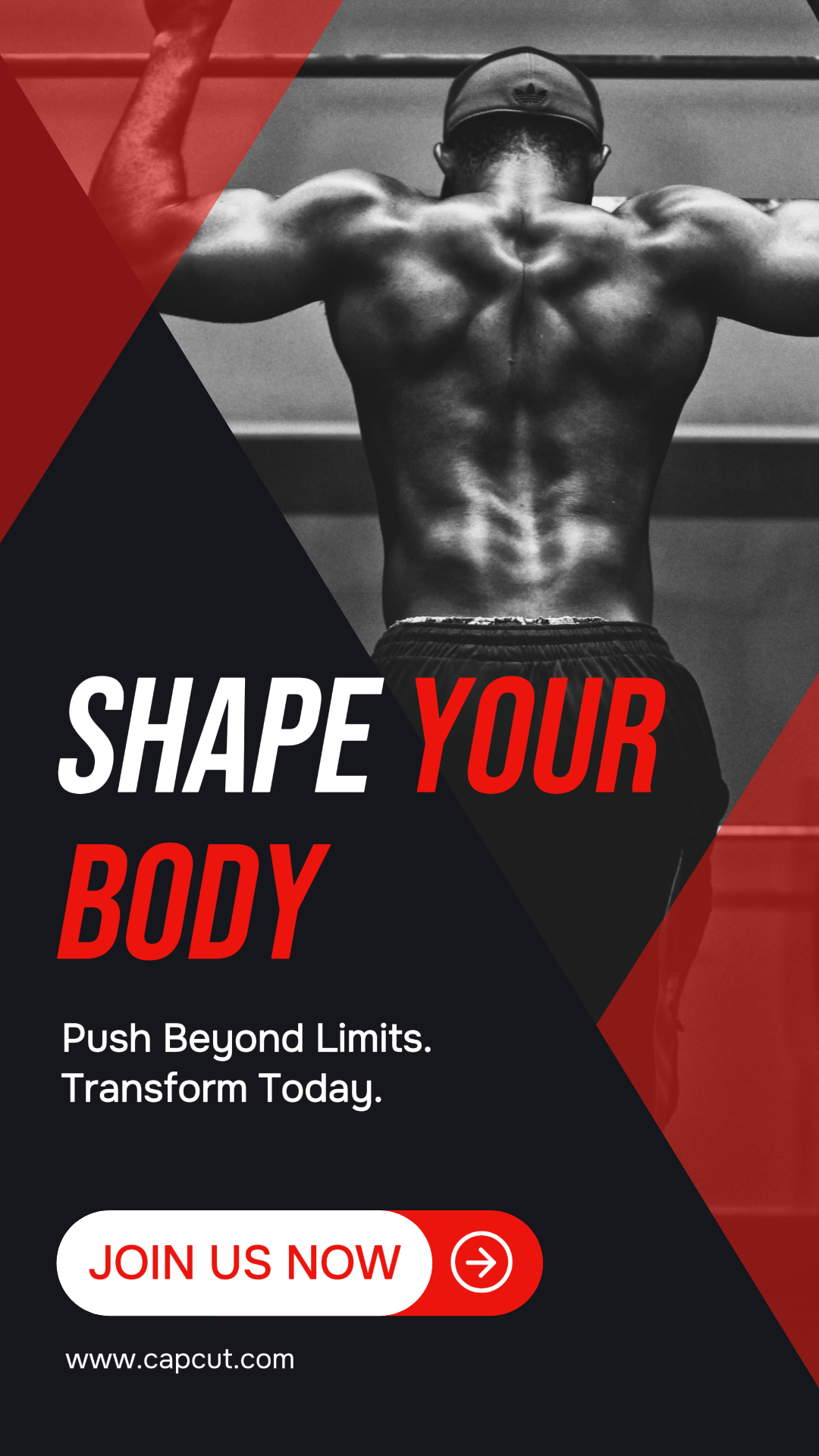 Entrenamiento y fitness - Cartel de marketing - Historia de Instagram - Tema negro y rojo