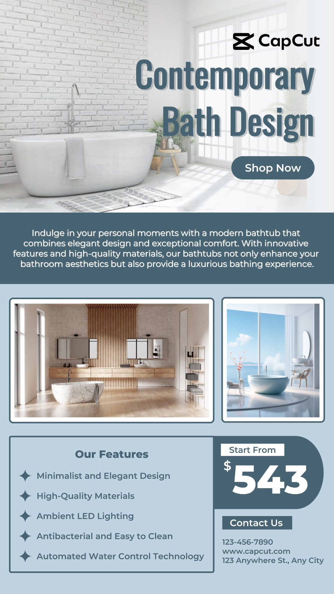 História Contemporânea Do Instagram Do Design Do Banho