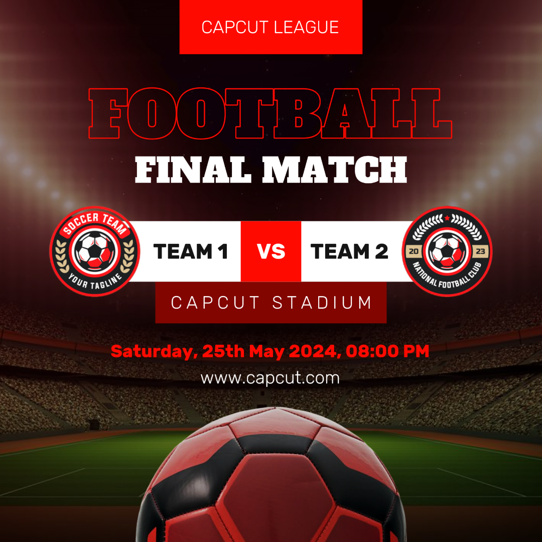 Football Match Instagram Post Modern Red