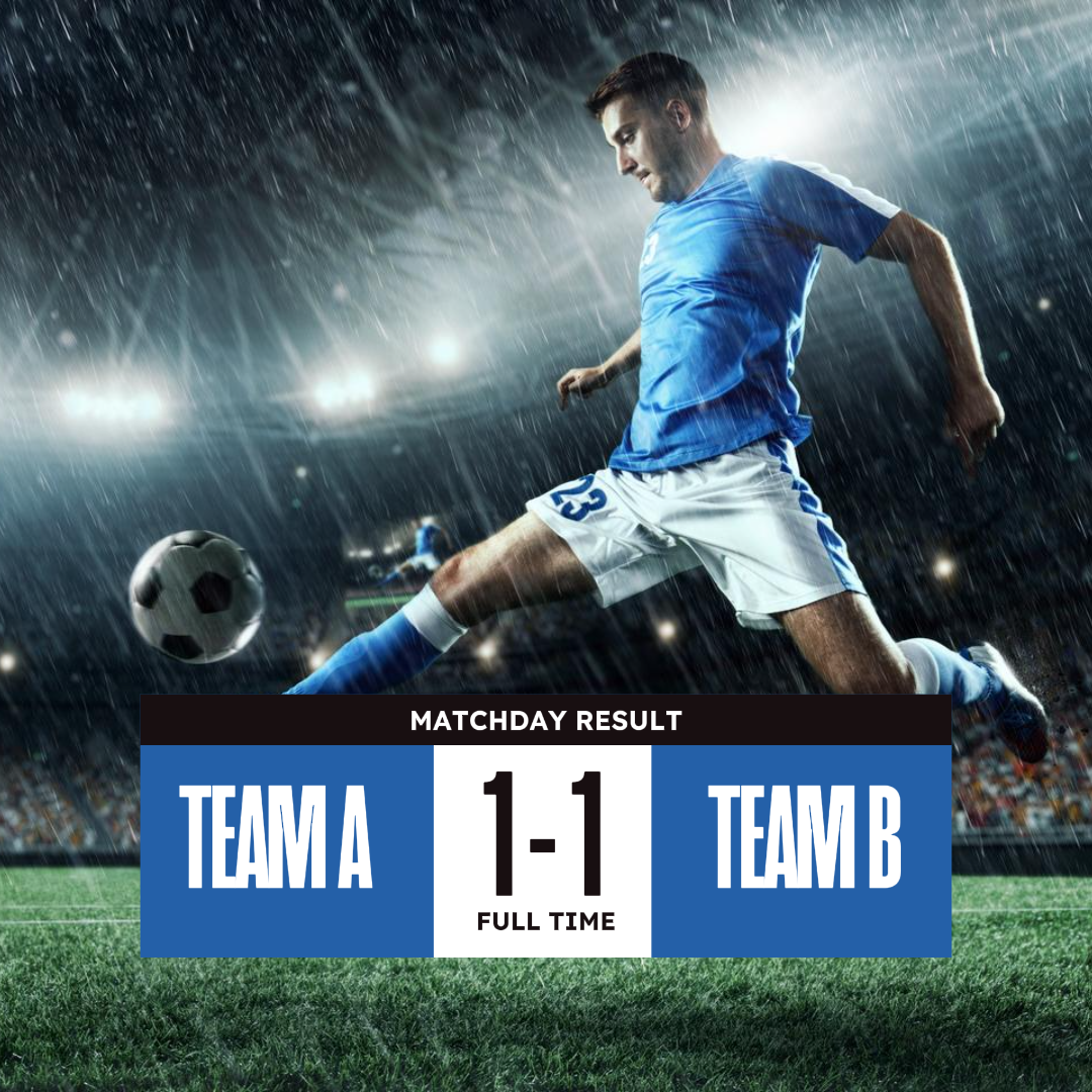 Sports and match creative poster soccer result instagram post blue