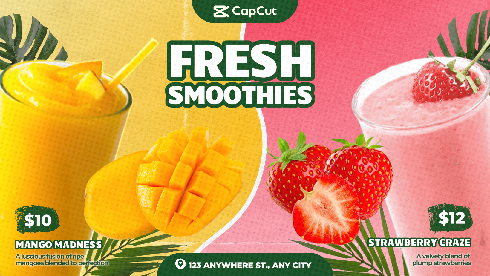 신선한 스무디 제품 음료 풍경 배너