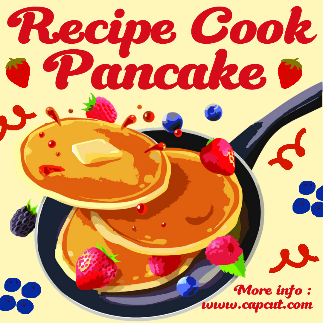 Recette du jour des crêpes Cuisinier Instagram Post Crème Rouge Bleu Moderne